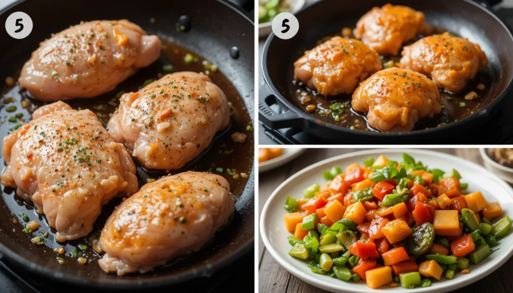 Instructions step-by-step for cooking easy chicken recipes from prep to serving.