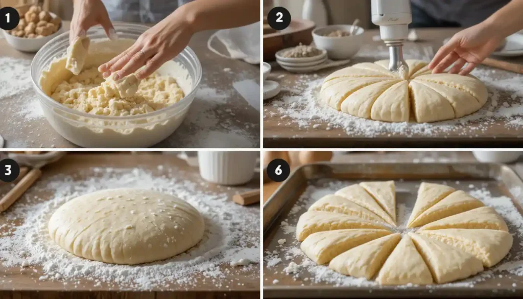 Step-by-step instructions showing how to prepare and bake Easy Cranberry Orange Scones