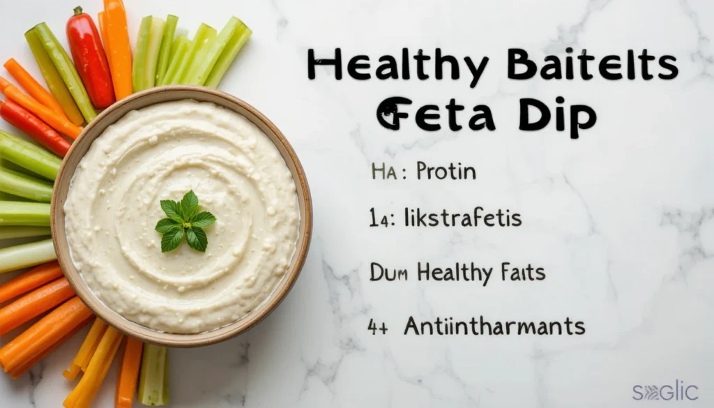 Health benefits of Creamy Garlic Feta Dip including protein, calcium, and healthy fats.