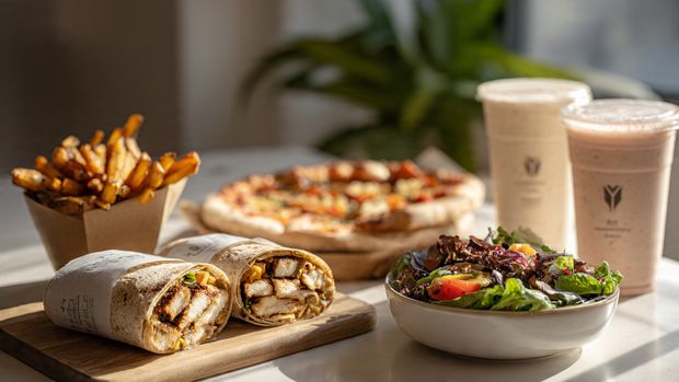 Healthier versions of fast food showing balance between indulgence and nutrition.