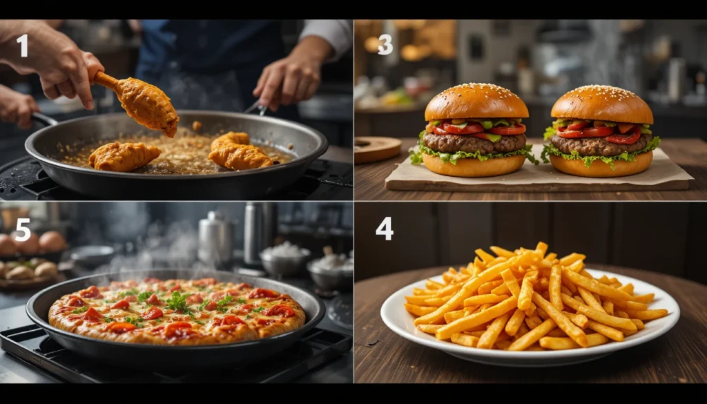 Step-by-step process of making homemade versions of favorite fast food dishes.