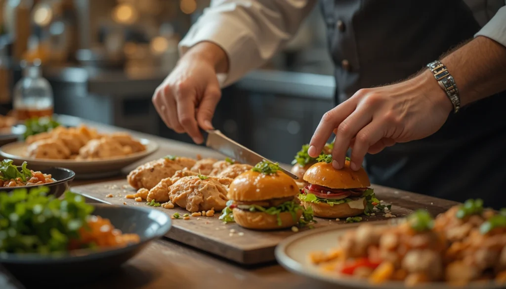 Step-by-step cooking process showing how to prepare party food recipes.